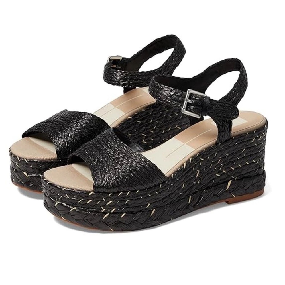 Black Woven Platform Sandals
